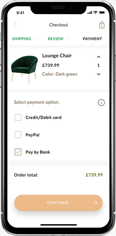 UI of e-commerce experience step 1