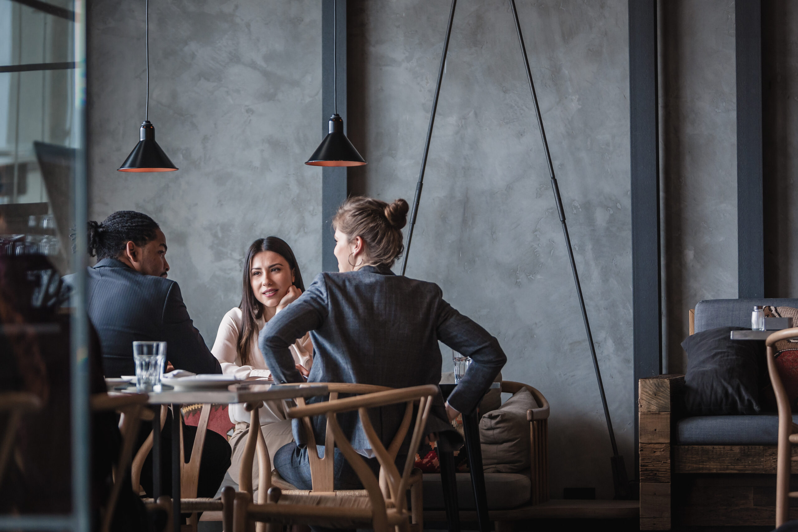 Business people in a meeting in a high-end restaurant